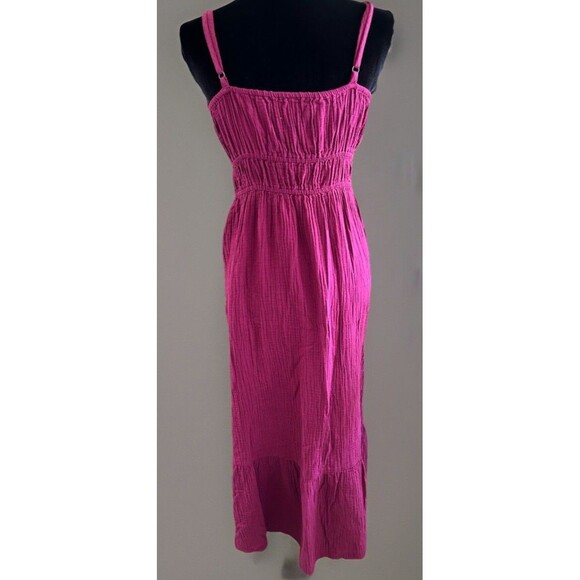Pact Coastal Double Gauze Maxi Dress In Sangria Size Small Vacation Cruise - Picture 3 of 11